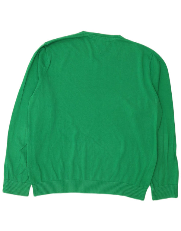 Tommy Hilfiger Herre V-hals sweater XL Grøn Bomuld