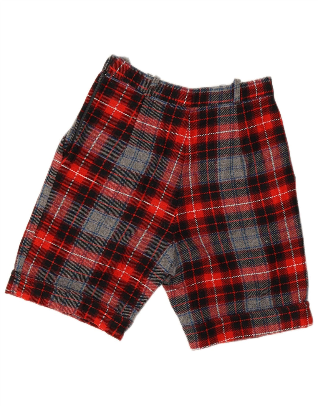 VINTAGE højtaljede chinoshorts til kvinder IT 42 Medium W28 Rød ternet uld
