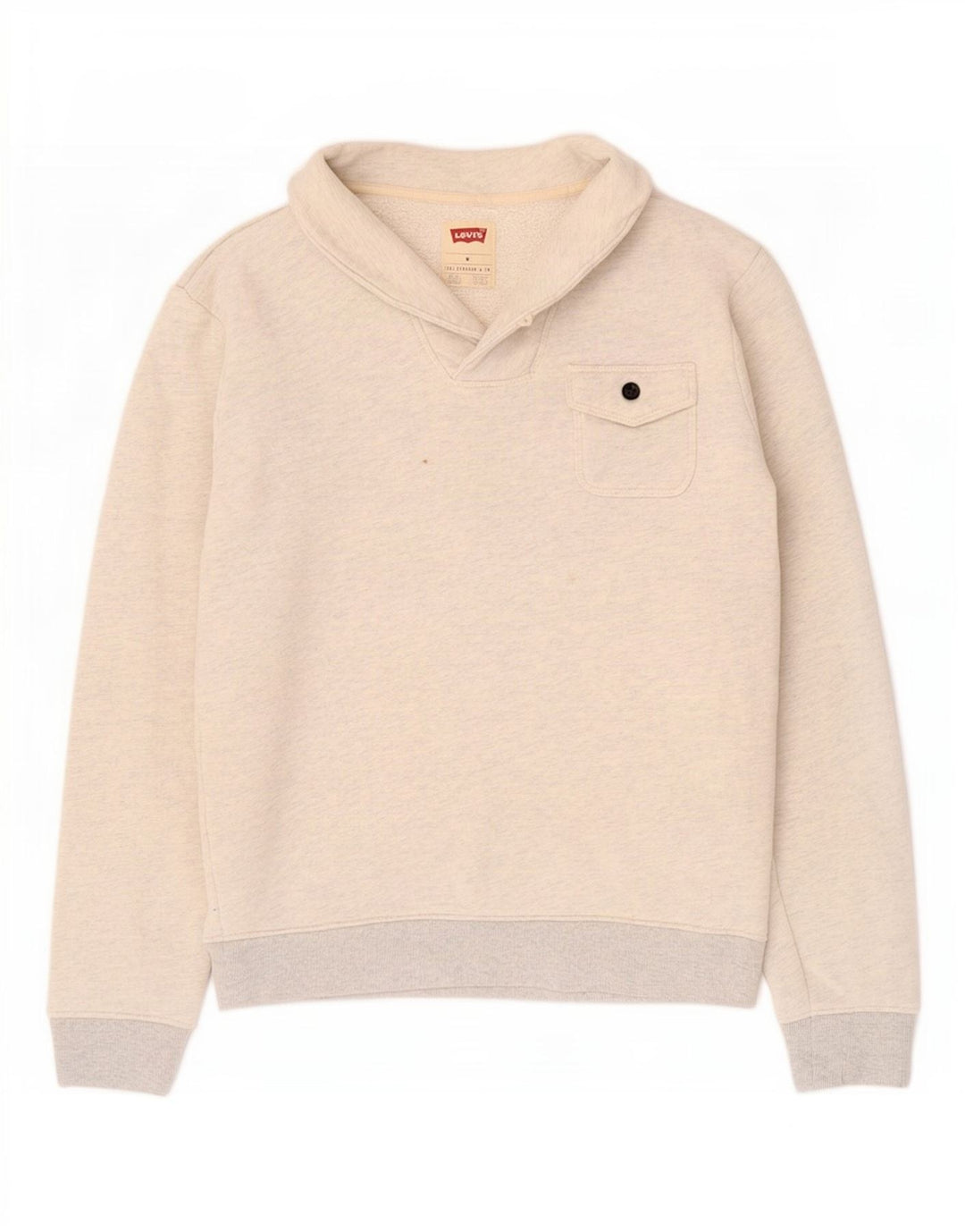Levi's Herre Shawl Neck Sweatshirt Jumper Medium Grey Flecked Bomuld