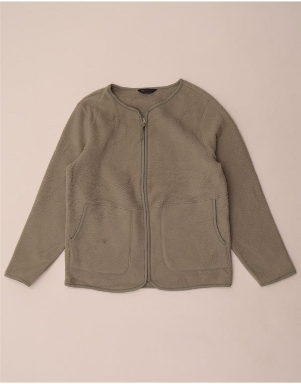 Marks & Spencer Womens Fleece Jacket UK 14 Medium Khaki Polyester