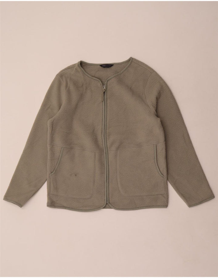 Marks & Spencer Fleecejakke til kvinder UK 14 Medium Khaki Polyester