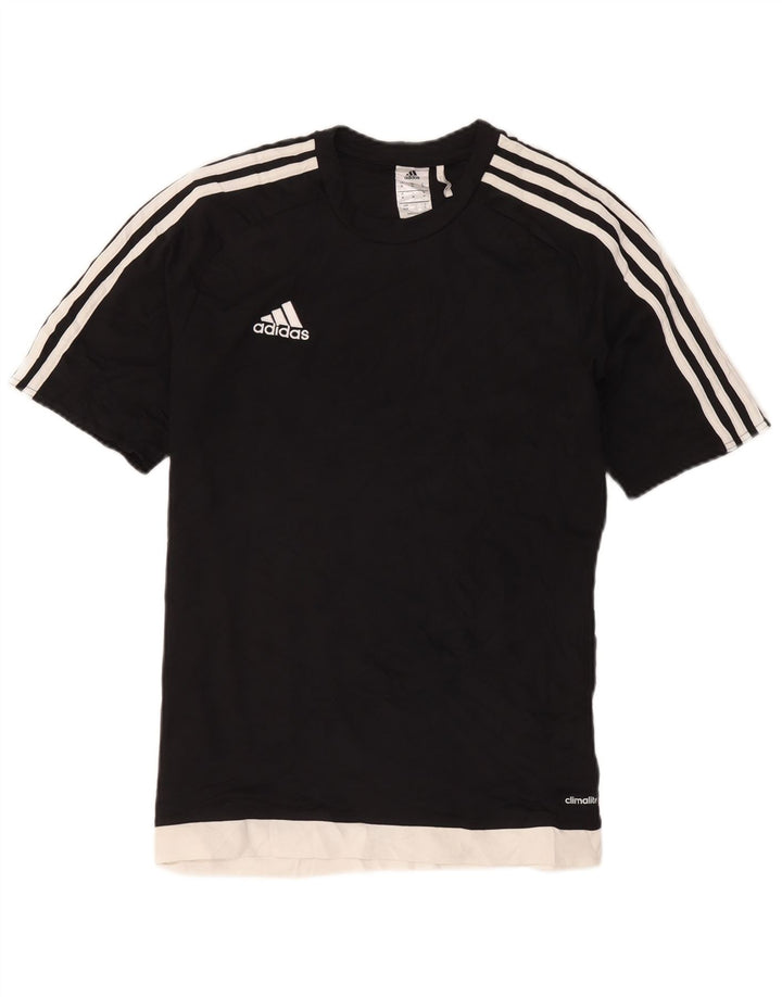 Adidas Herre Climalite T-Shirt Top Medium Sort Colourblock Polyester