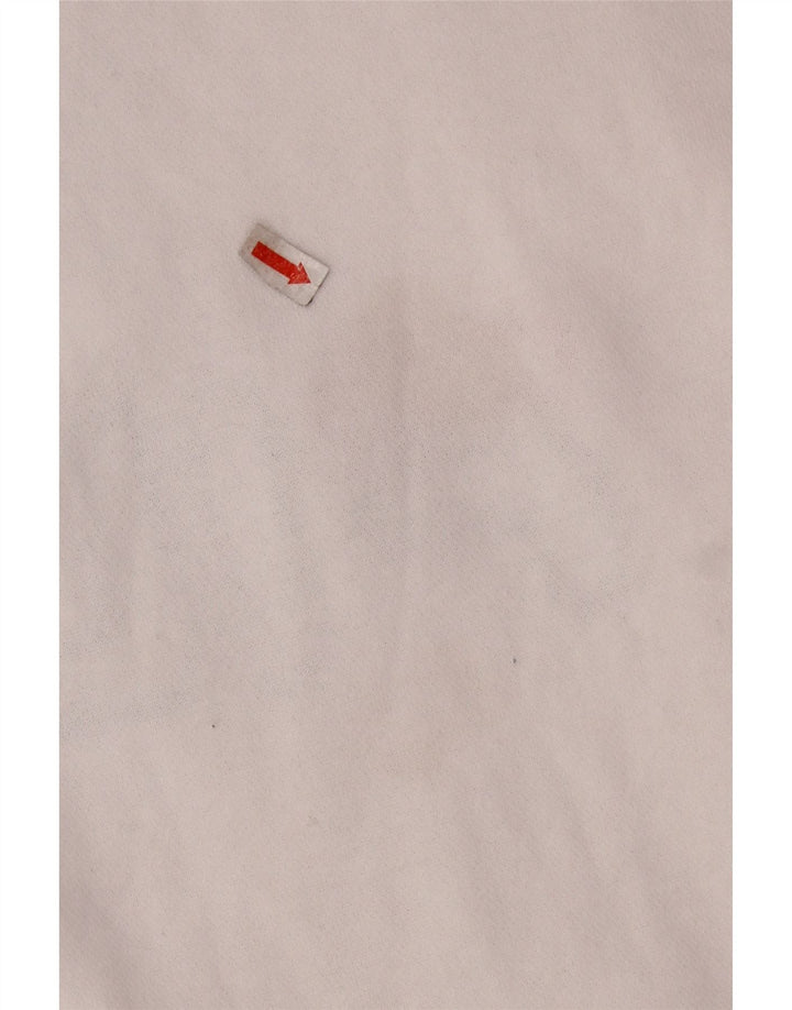 FILA Dame Grafisk Zip Neck Sweatshirt Jumper UK 16 Stor hvid bomuld