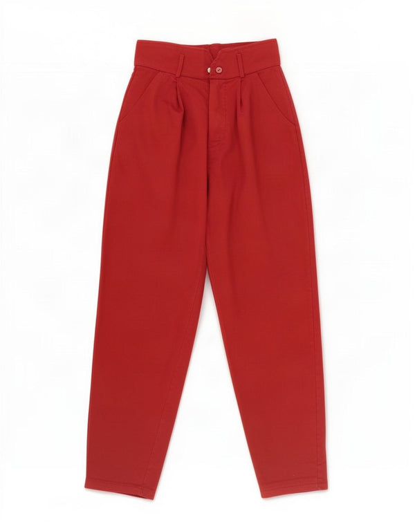 Vintage Womens High Waist Tapered Casual Trousers Small W26 L25 Burgundy