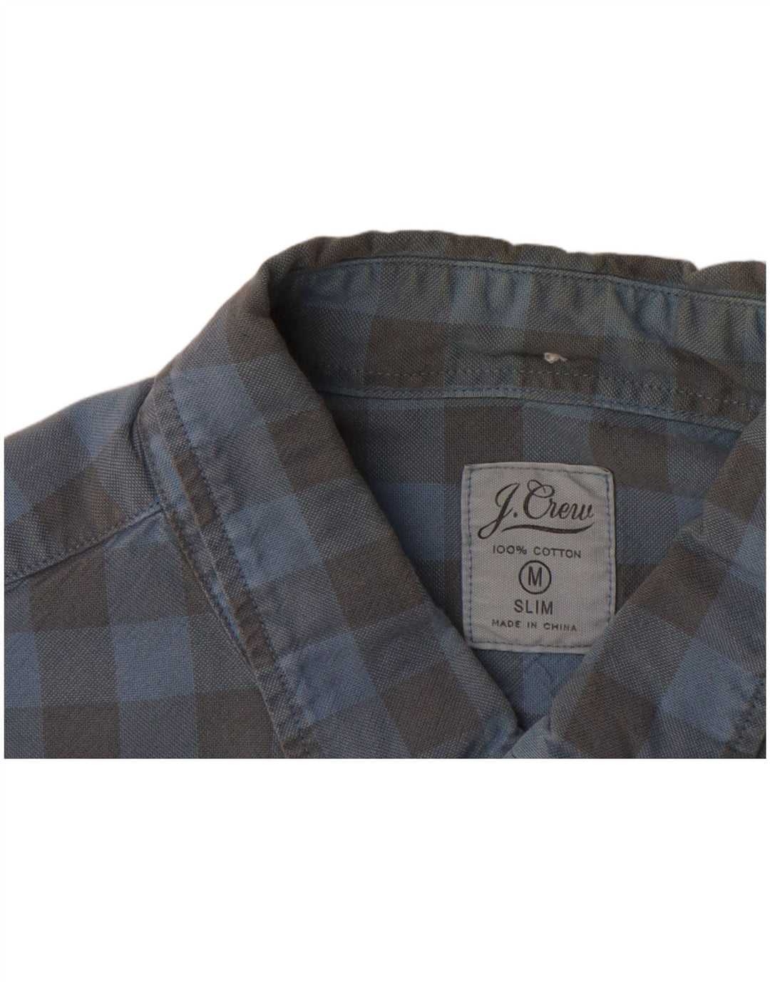 J. CREW Herre Slim Shirt Medium Blue Gingham Cotton