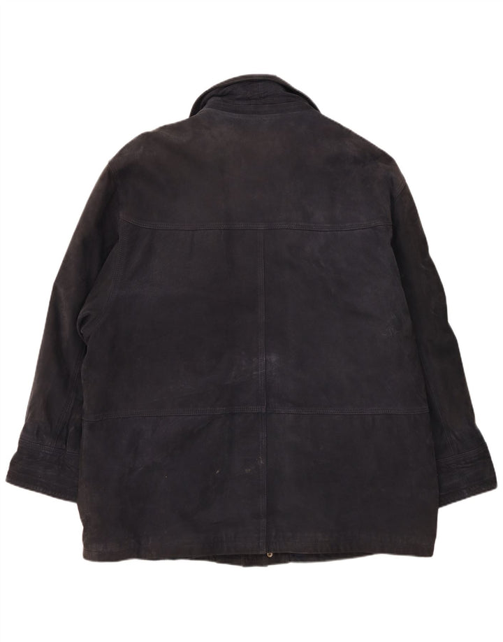James Dillon Herre Ruskind Duffle Jacket UK 42 XL Navy Blue Læder