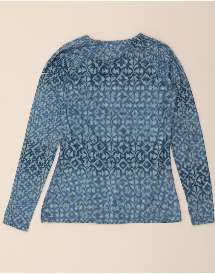 NIKE Womens Top Long Sleeve UK 14 Large Blue Geometric Polyester Vintage Nike and Second-Hand Nike from Messina Hembry 