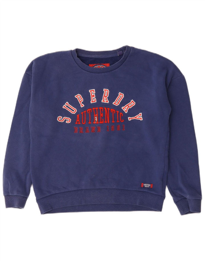 Superdry Womens Grafisk Oversized Sweatshirt Jumper UK 12 Medium Navy Blue
