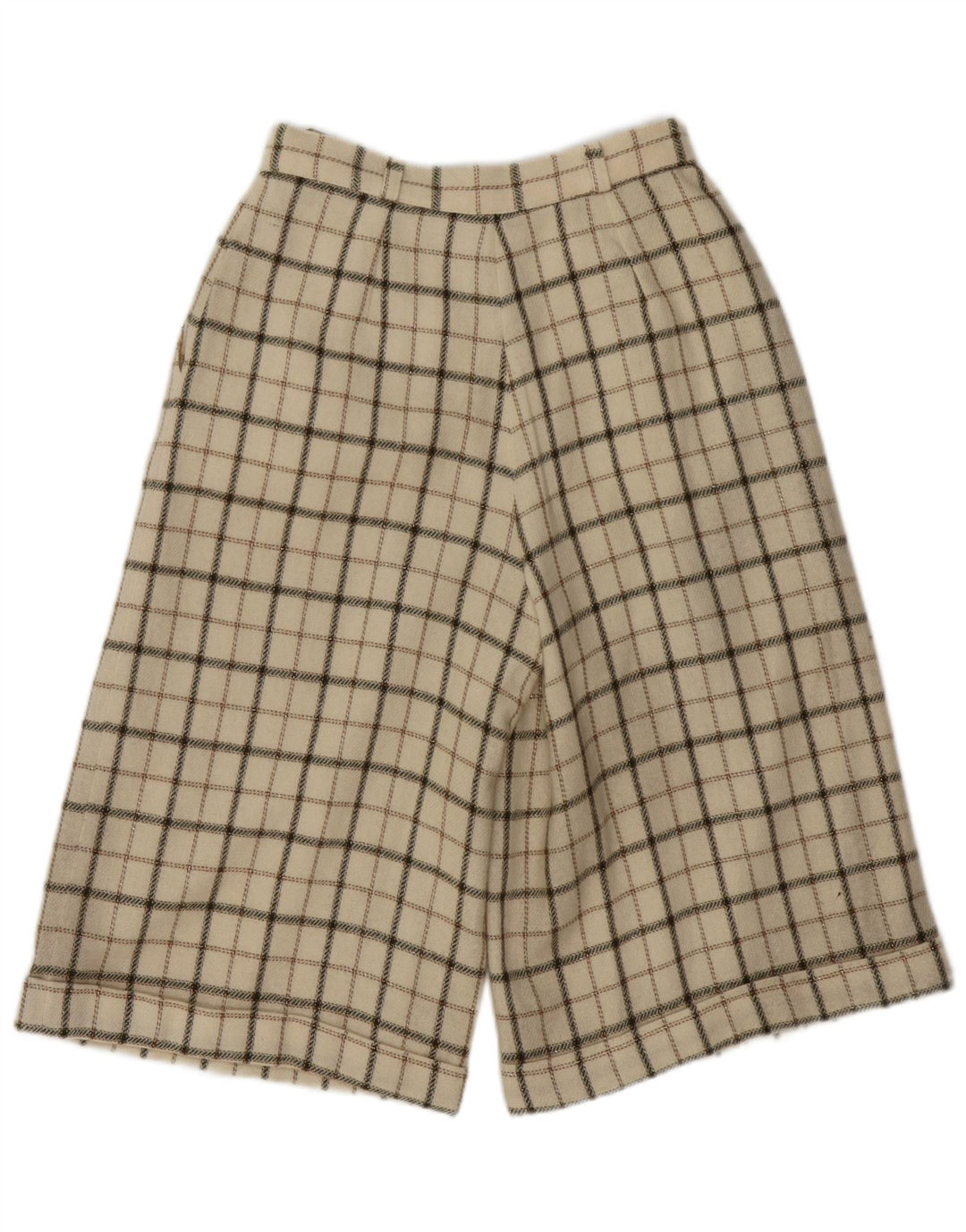VINTAGE kvinders højtaljede fritidsshorts Medium W26 Beige ternet uld