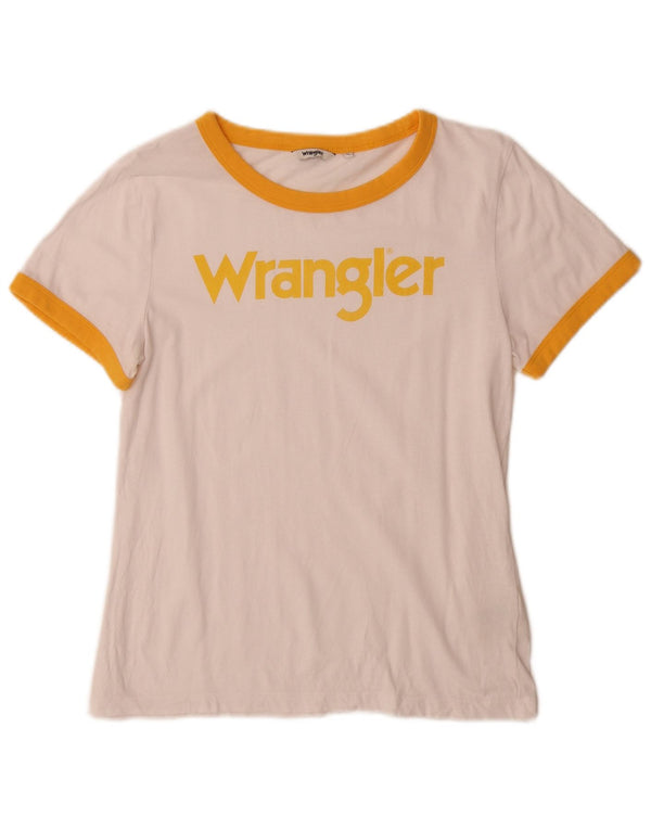 Wrangler Grafisk T-Shirt Top UK 12 Medium White Colourblock Bomuld