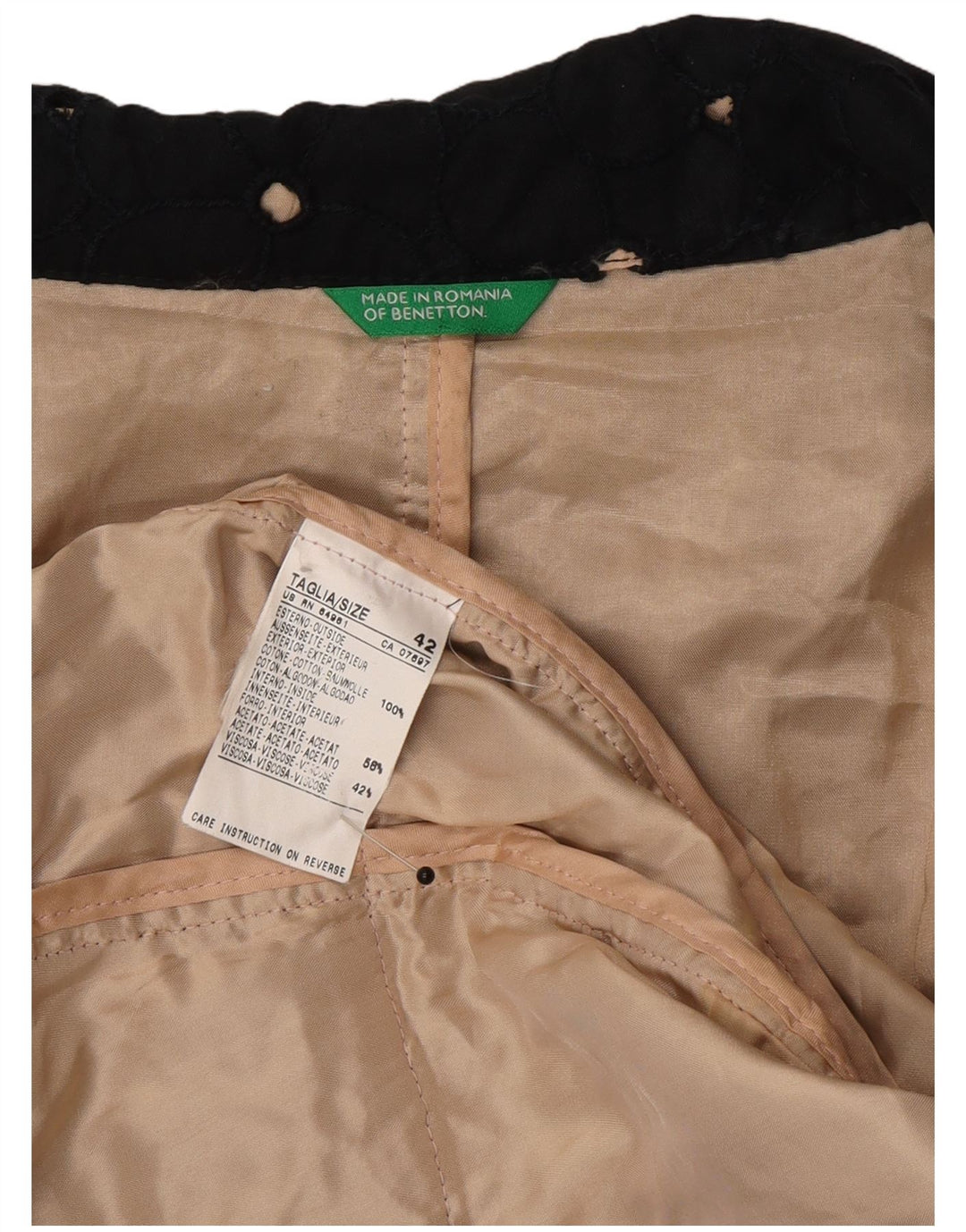 Benetton Dame Crop 2 Button Blazer Jacket IT 42 Medium Sort Plettet