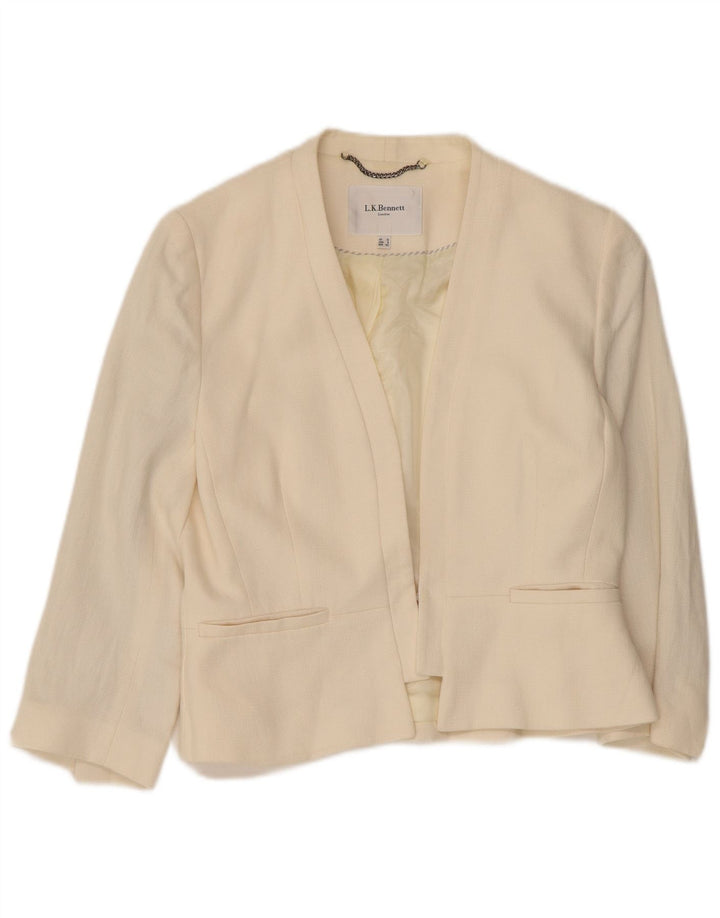 L.K. Bennett Dame 3/4-ærmet blazerjakke UK 12 Medium Beige Linen