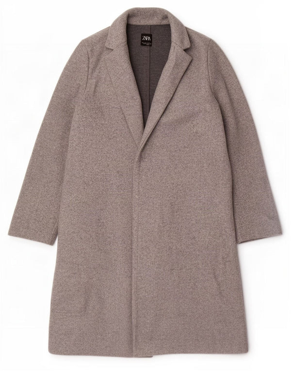 Zara Womens Open Overcoat UK 16 Large Grå Polyester