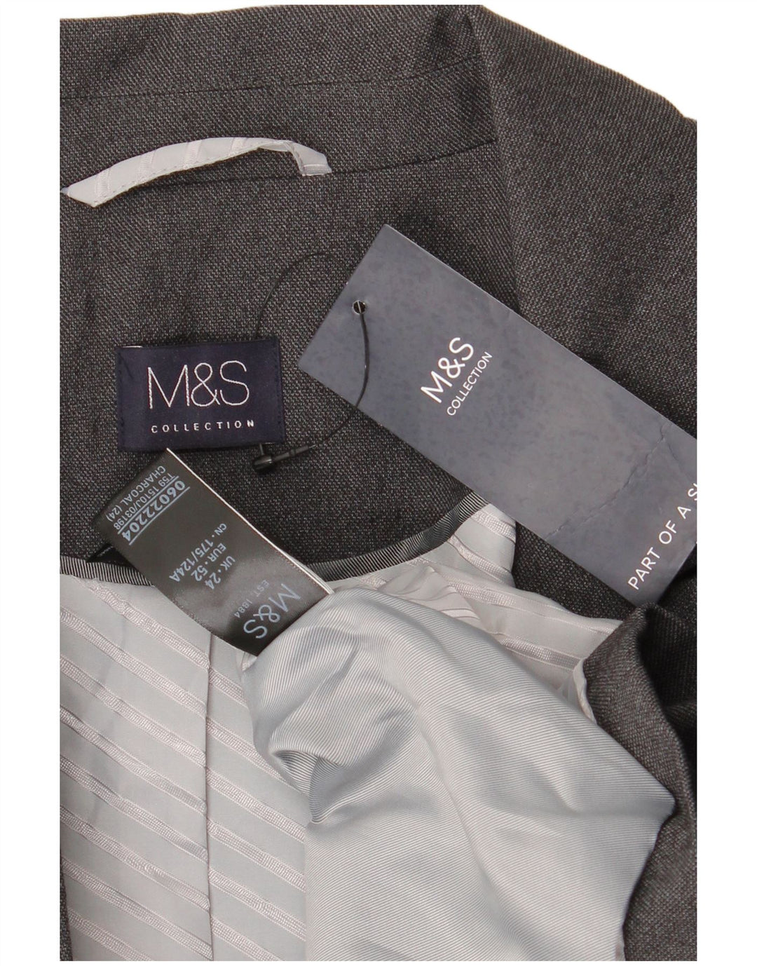 Marks & Spencer Dame 1-knaps blazerjakke UK 24 4XL Grå Polyester