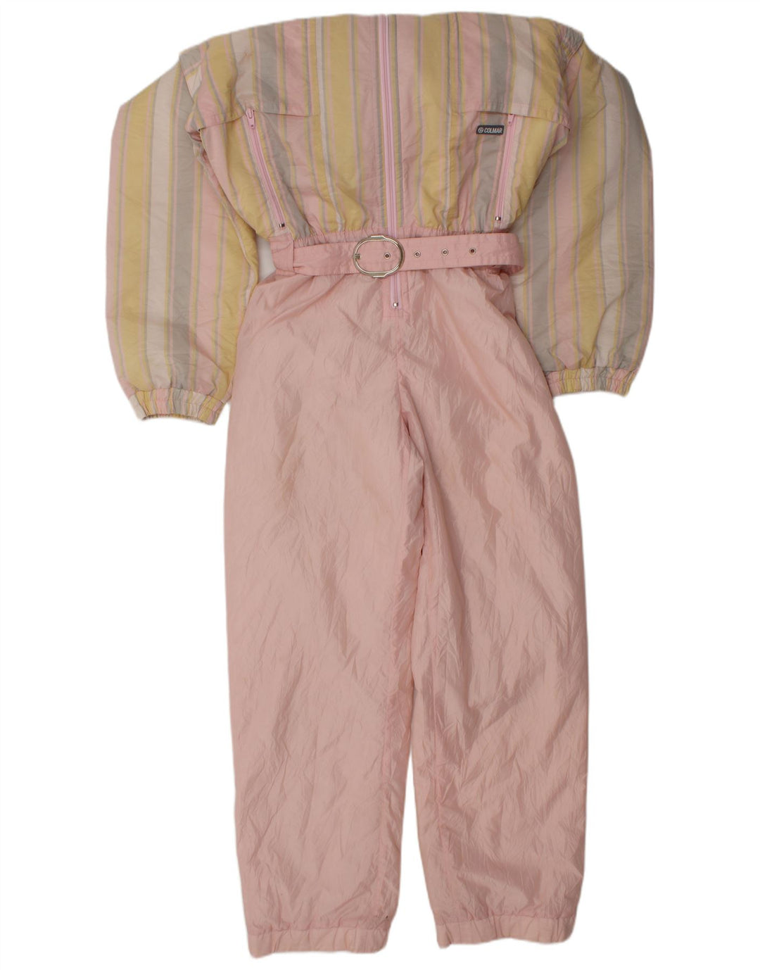 Colmar Dame Hætte Ski Jumpsuit IT 42 Lille Pink Stribet Polyamid