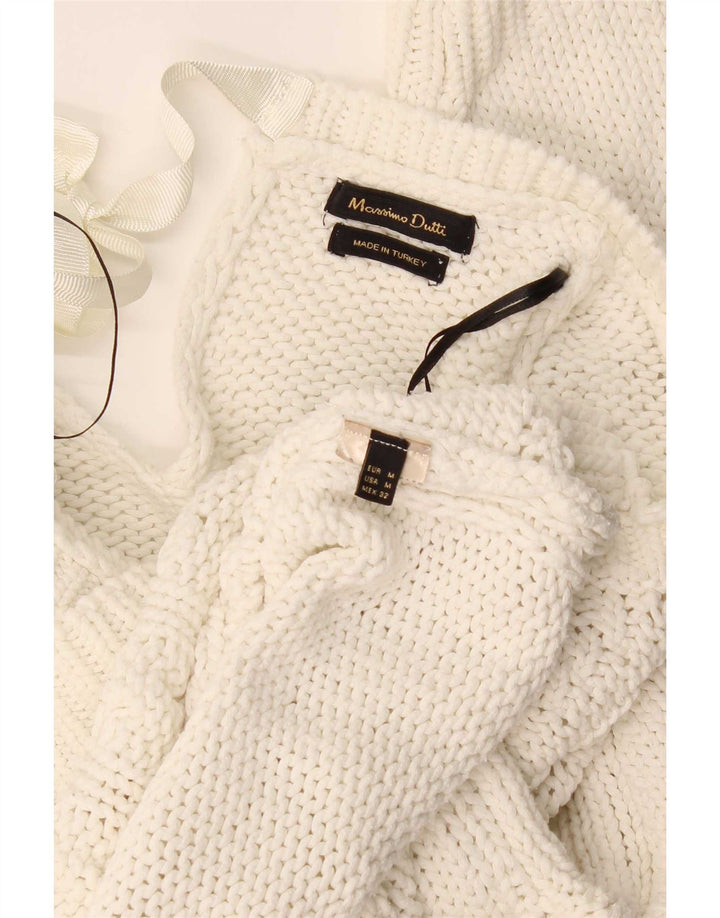 Massimo Dutti Dame Boat Neck Jumper Sweater UK 14 Medium White