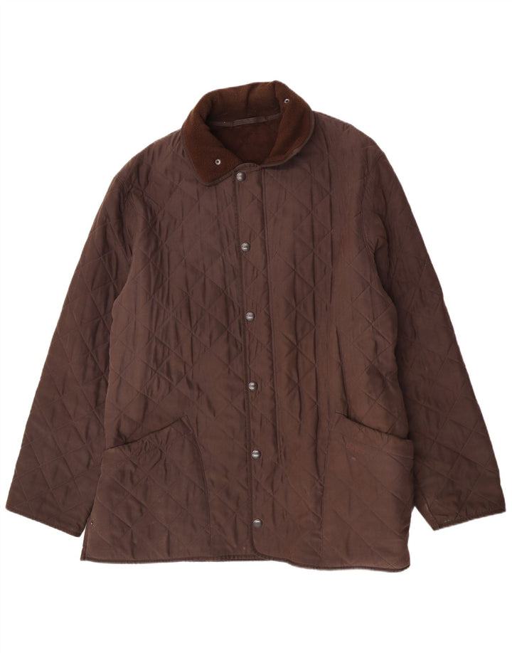 Barbour Mens Quilted Jacket UK 44 2XL Brown Polyester