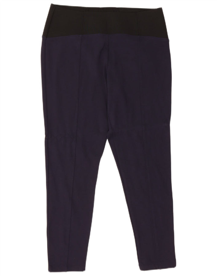 Marks & Spencer Womens Crop Leggings UK 14 Large Navy Blue Colourblock
