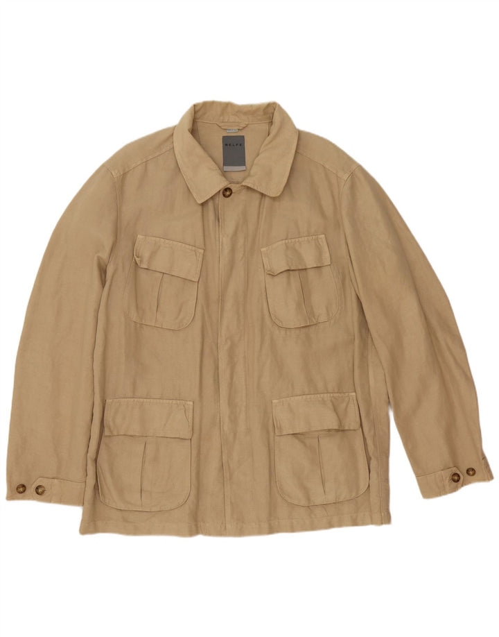 Belfe Herre Utility Jacket UK 44 2XL Beige Bomuld