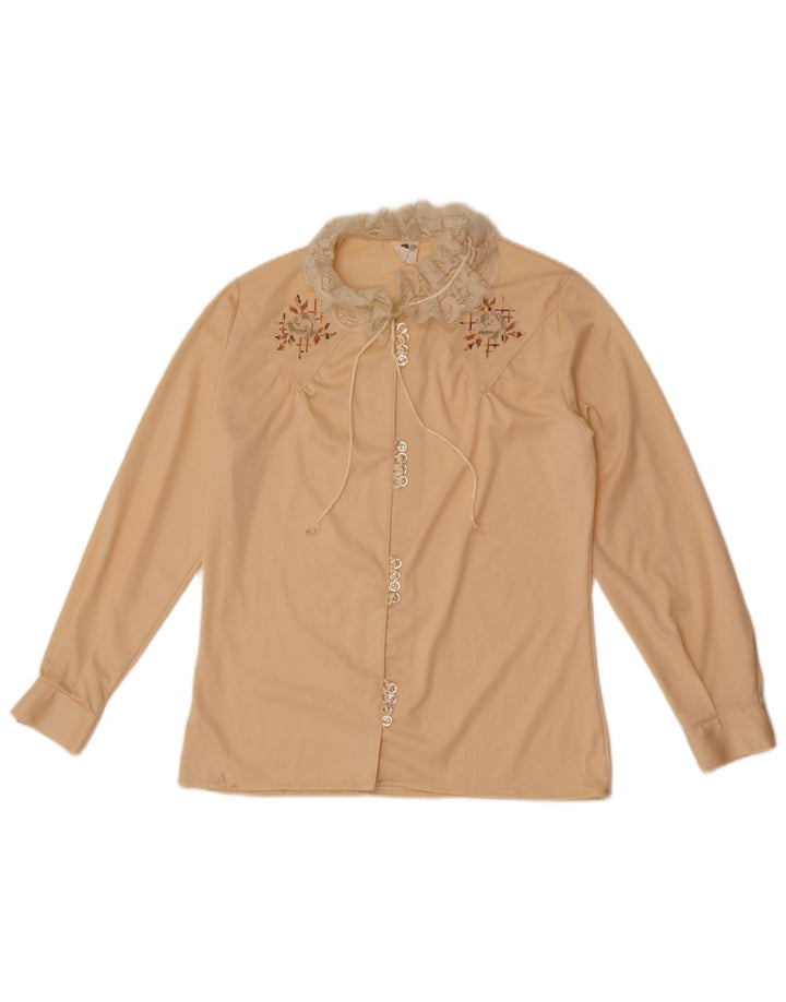 Vintage dameskjorte bluse IT 46 Large Beige Floral
