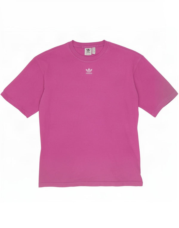 Adidas Dame Oversized T-Shirt Top UK 4/6 XS Lilla Bomuld