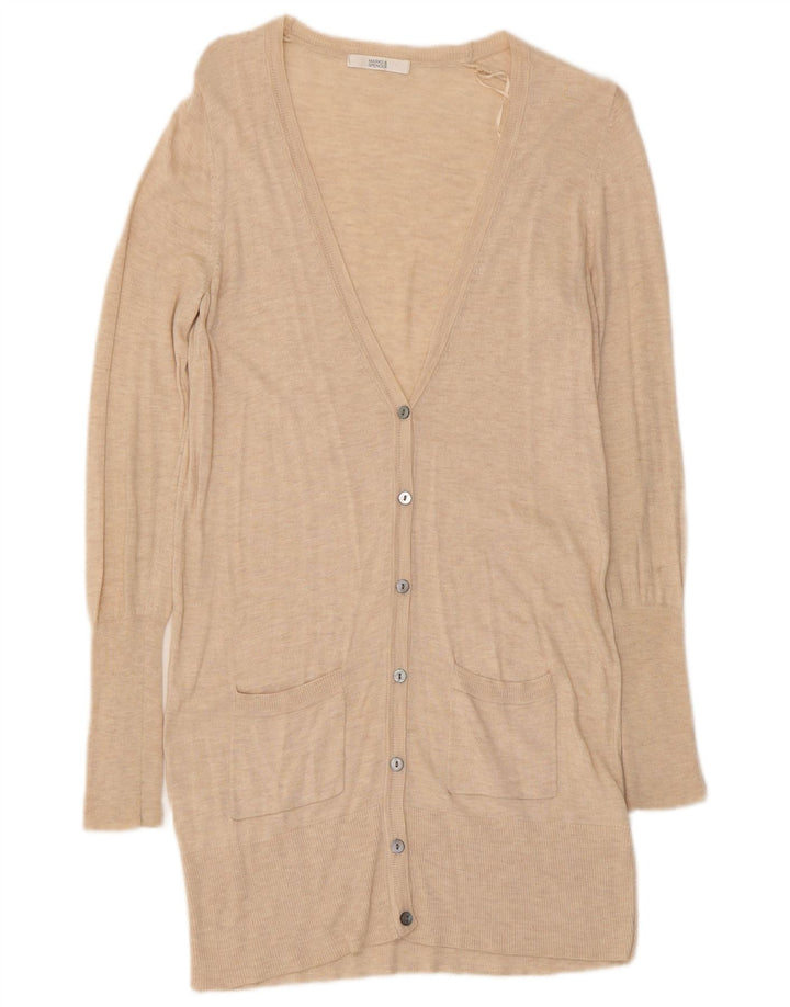 Marks & Spencer Dame Longline Cardigan Sweater UK 12 Medium Beige Flecked
