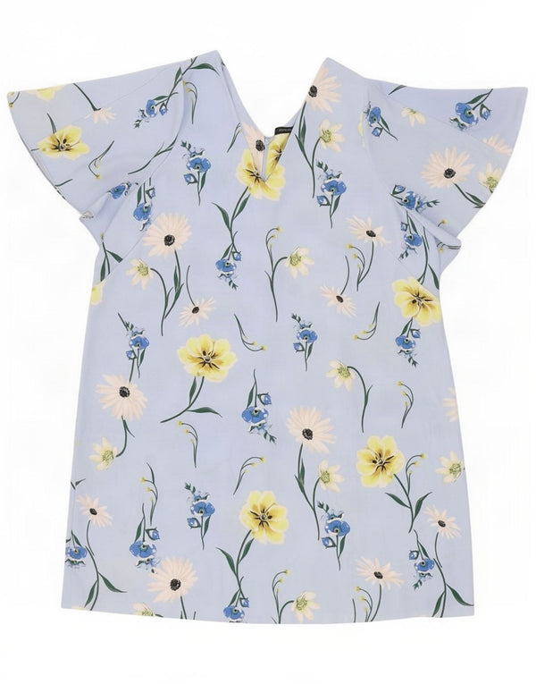 Marks & Spencer Womens Shift Dress UK 24 4XL Blue Floral Polyester