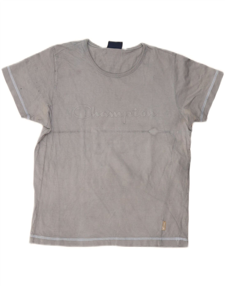 CHAMPION Kvinder grafisk T-shirt top UK 10 Lille marineblå bomuld