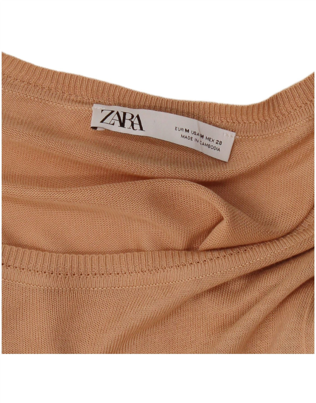 ZARA Dame Boat Neck Jumper Sweater UK 14 Medium Beige