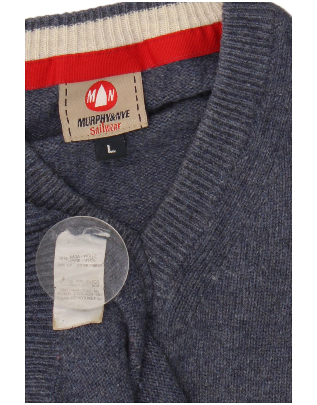Murphy & Nye Herre V-hals sweater Stor blå uld