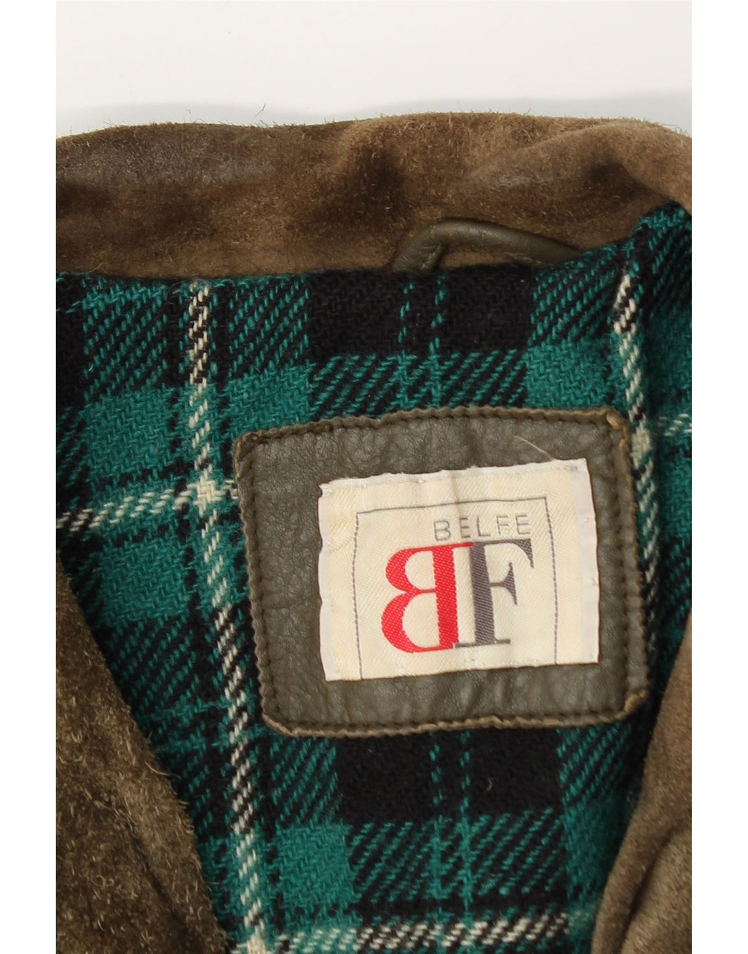 Belfe & Belfe Herre Bomber Læderjakke UK 38 Medium Khaki Colourblock