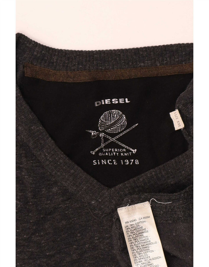 Diesel Herre V-hals sweater 2XL Grå Bomuld