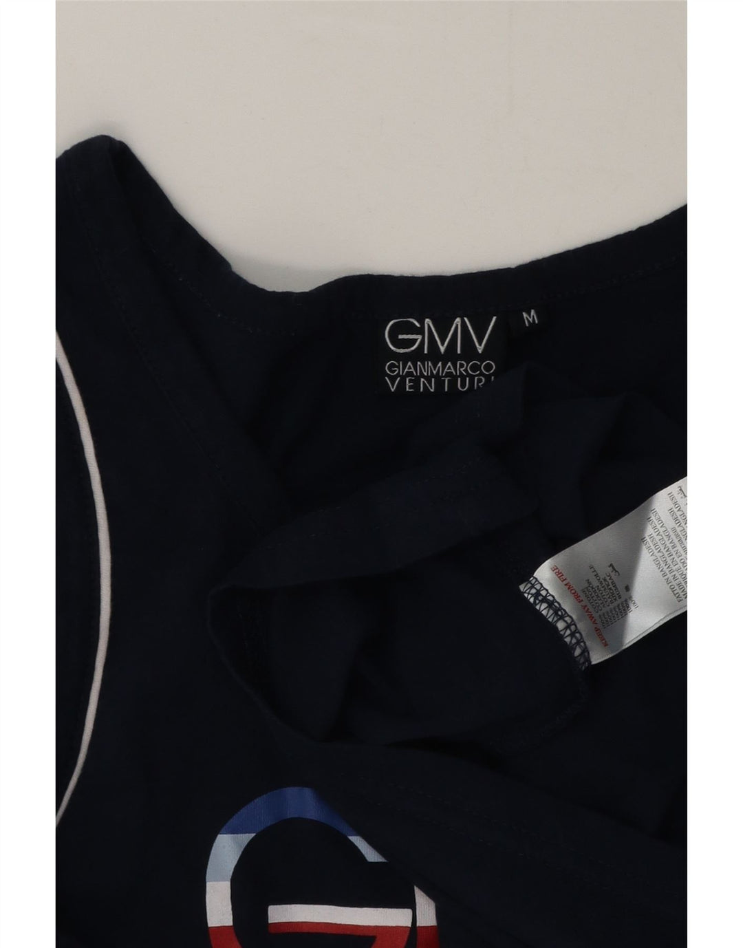 Gianmarco Venturi Herre Grafisk Vest Top Medium Marineblå Bomuld