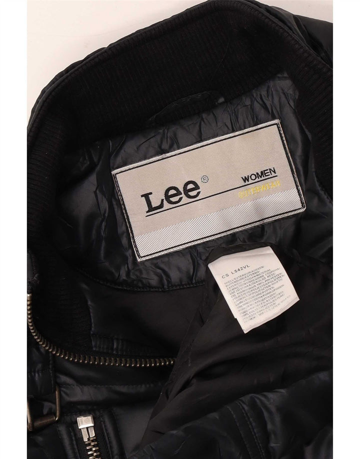 Lee Womens Bomber Jacket UK 14 Medium Navy Blue Polyester