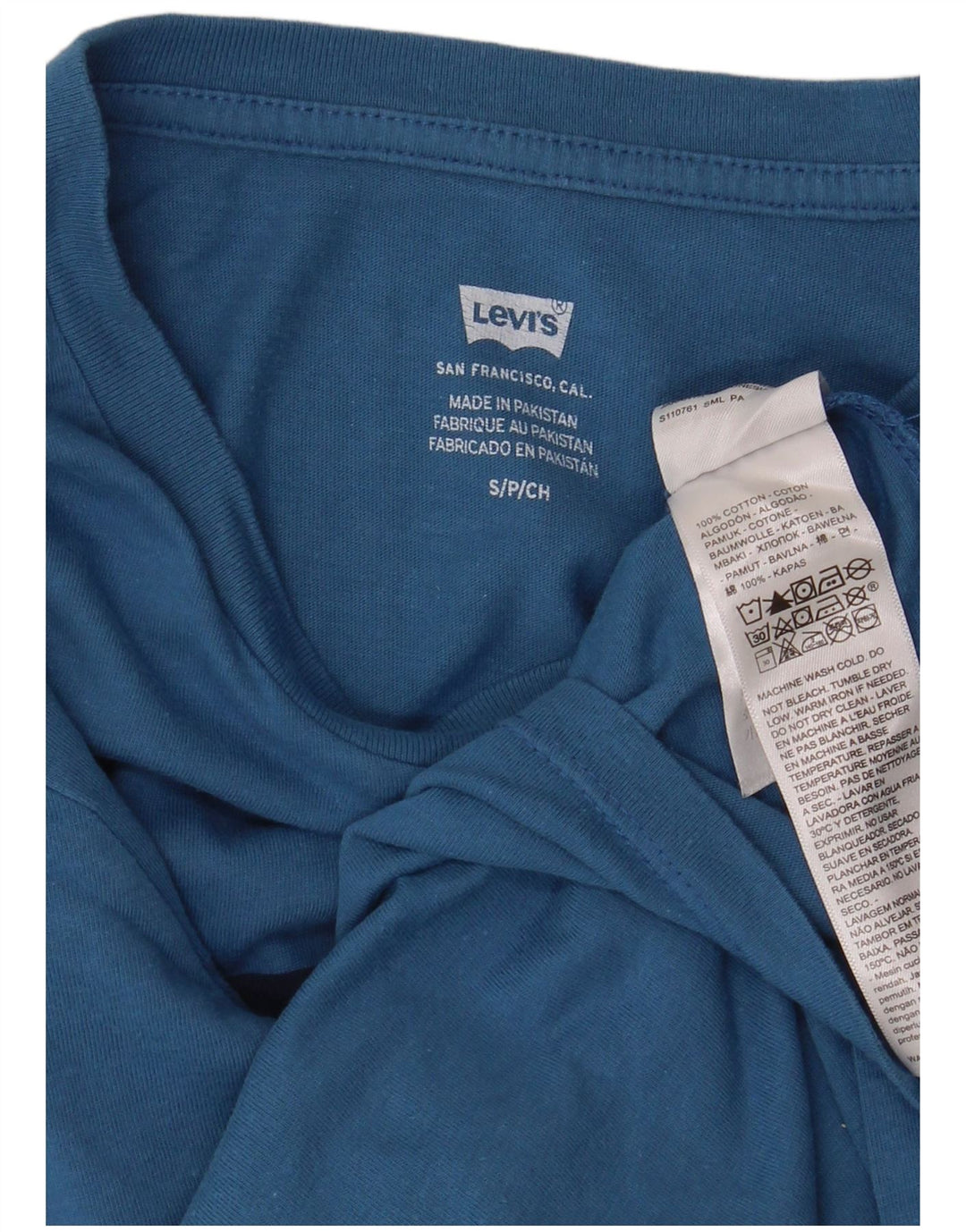 LEVI'S Dame Grafisk T-Shirt Top UK 10 Lille Blå Bomuld