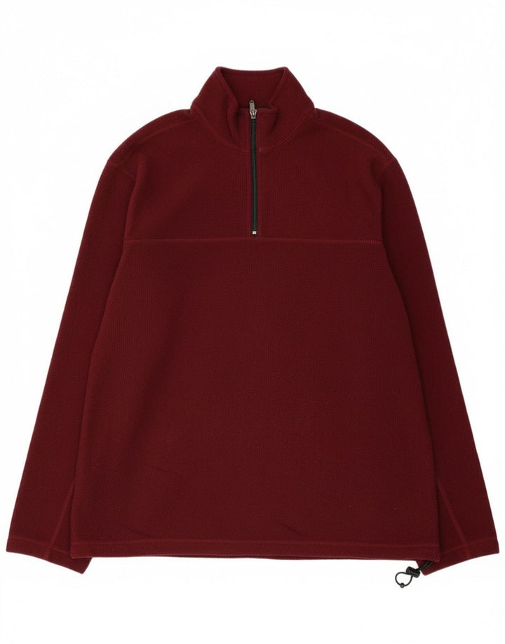 Eddie Bauer herre lynlås hals fleece jumper stor rødbrun polyester