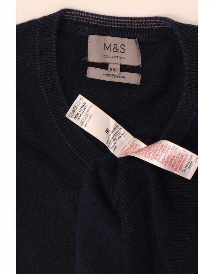Marks & Spencer Herre V-hals sweater 2XL marineblå bomuld