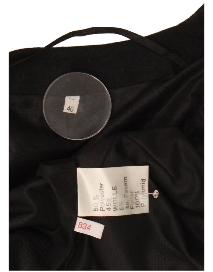 Vintage Dame Crop Blazer Jacket EU 40 Medium Sort Polyester