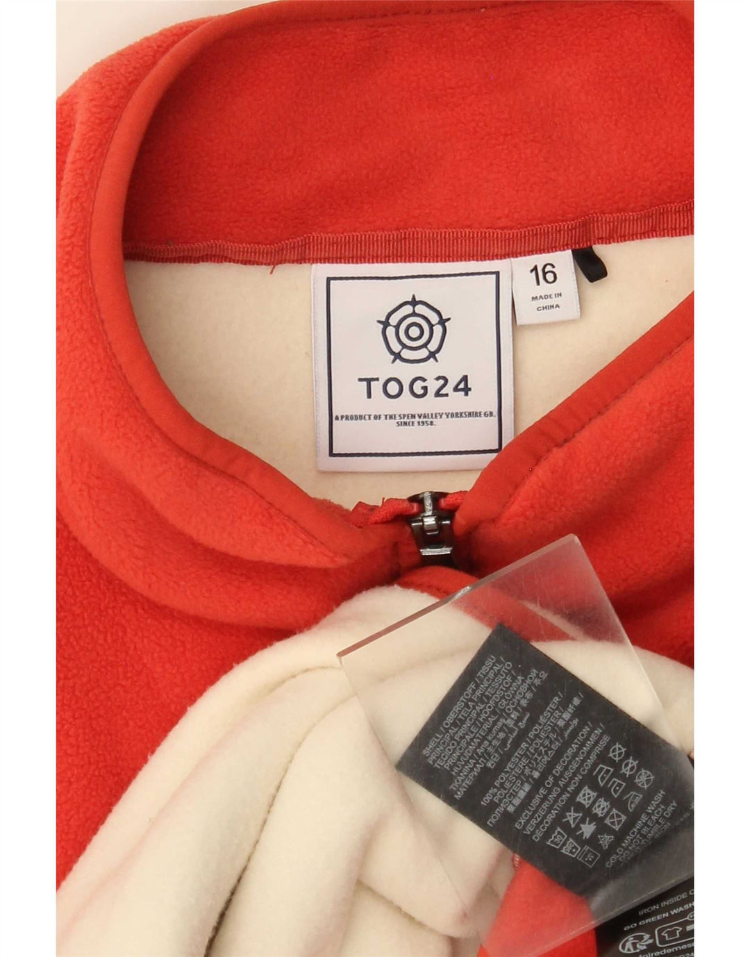Tog 24 Dame Oversized Fleece Gilet UK 16 Large Red Colourblock Polyester