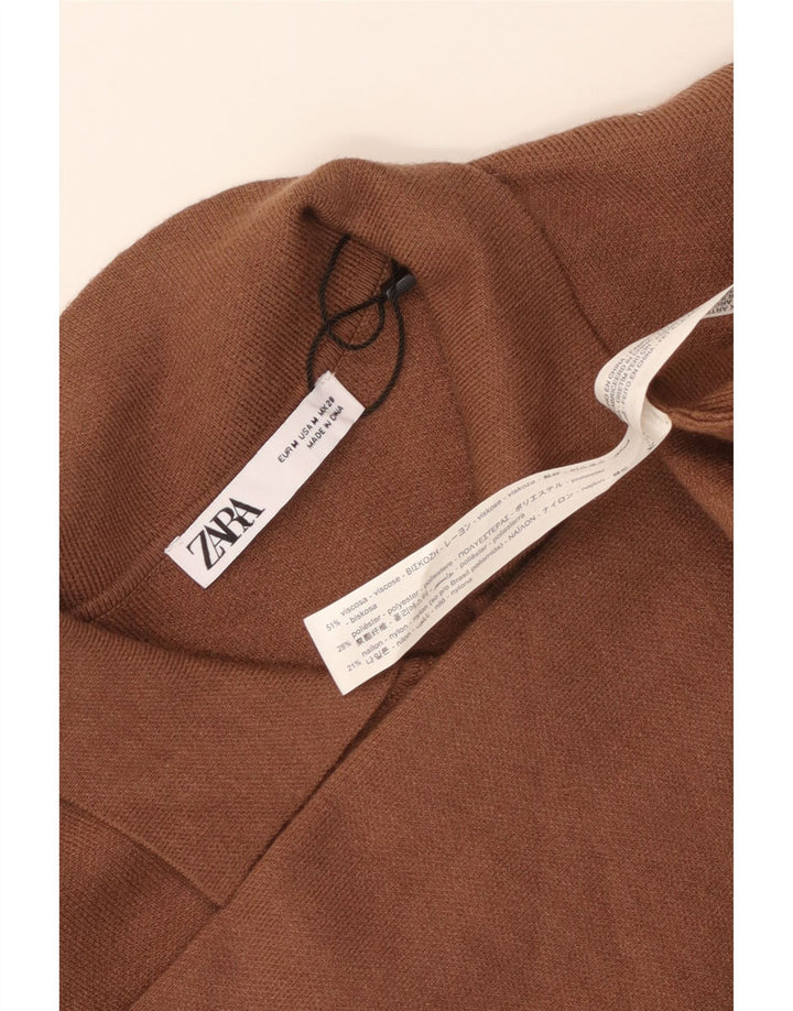 Zara Langærmet Maxikjole til kvinder UK 12 Medium Brun Viscose