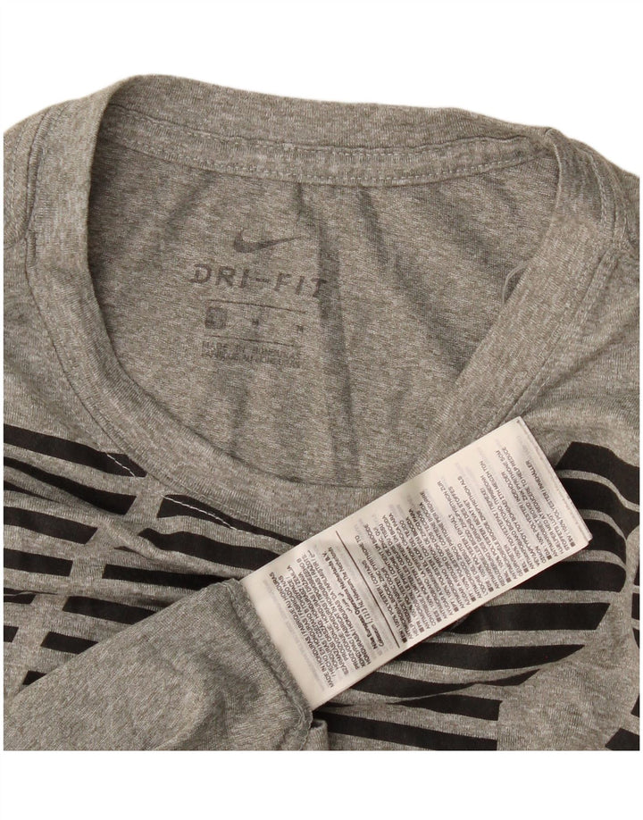 Nike Herre Dri Fit grafisk T-shirt top mellemgrå polyester