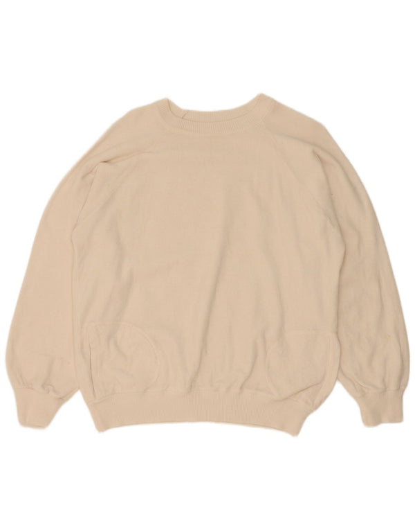 Vintage Dame Boat Neck Jumper Sweater UK 18 XL Hvid Bomuld