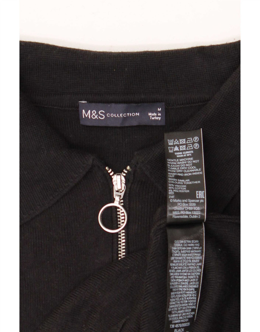 Marks & Spencer Dame Polo Shirt UK 14 Medium Black Viscose