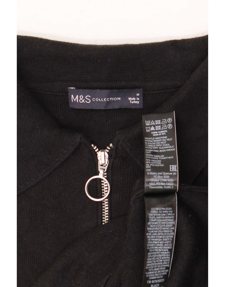 Marks & Spencer Dame Polo Shirt UK 14 Medium Black Viscose