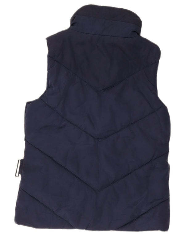 Zara Womens Polstret Gilet UK 12 Medium Navy Blue Polyester