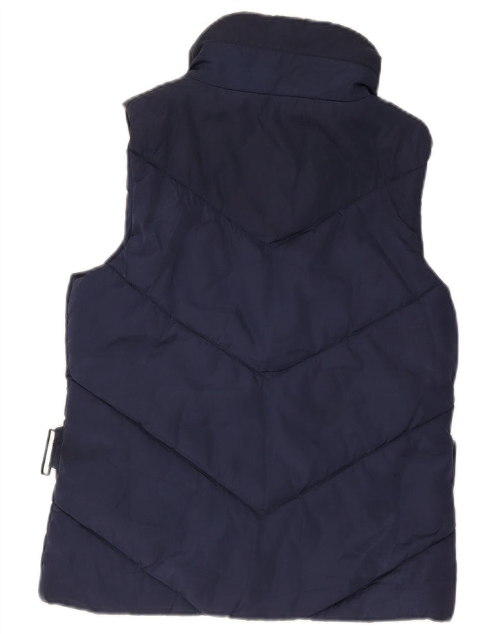 Zara Womens Polstret Gilet UK 12 Medium Navy Blue Polyester