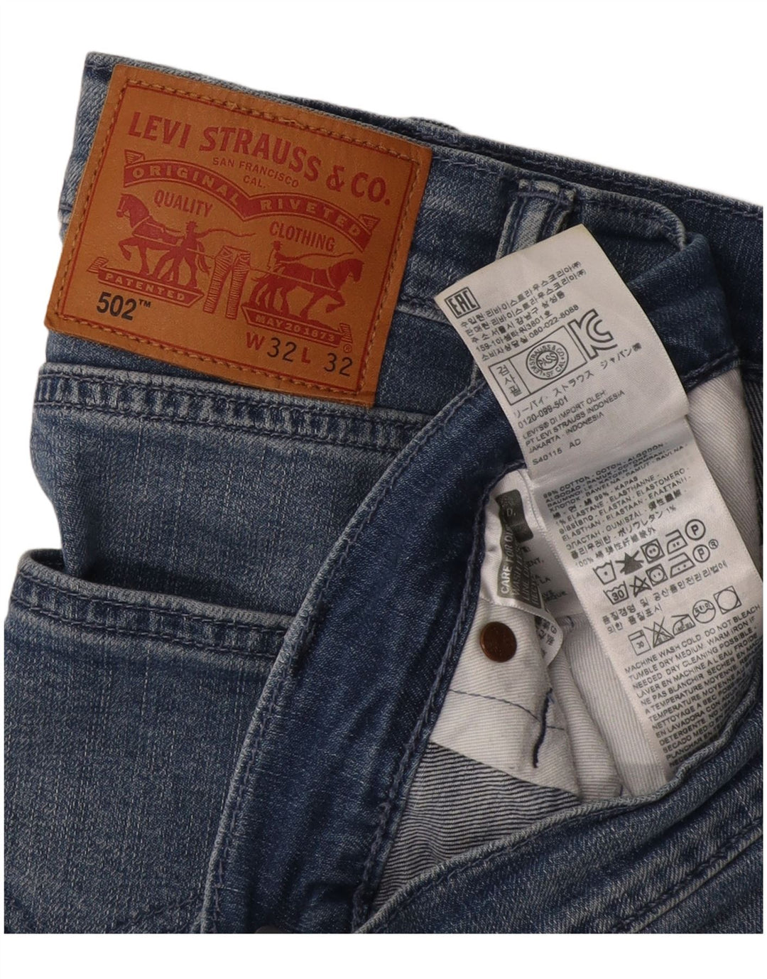 Levi's Herre 502 tilspidsede jeans W32 L28 blå bomuld