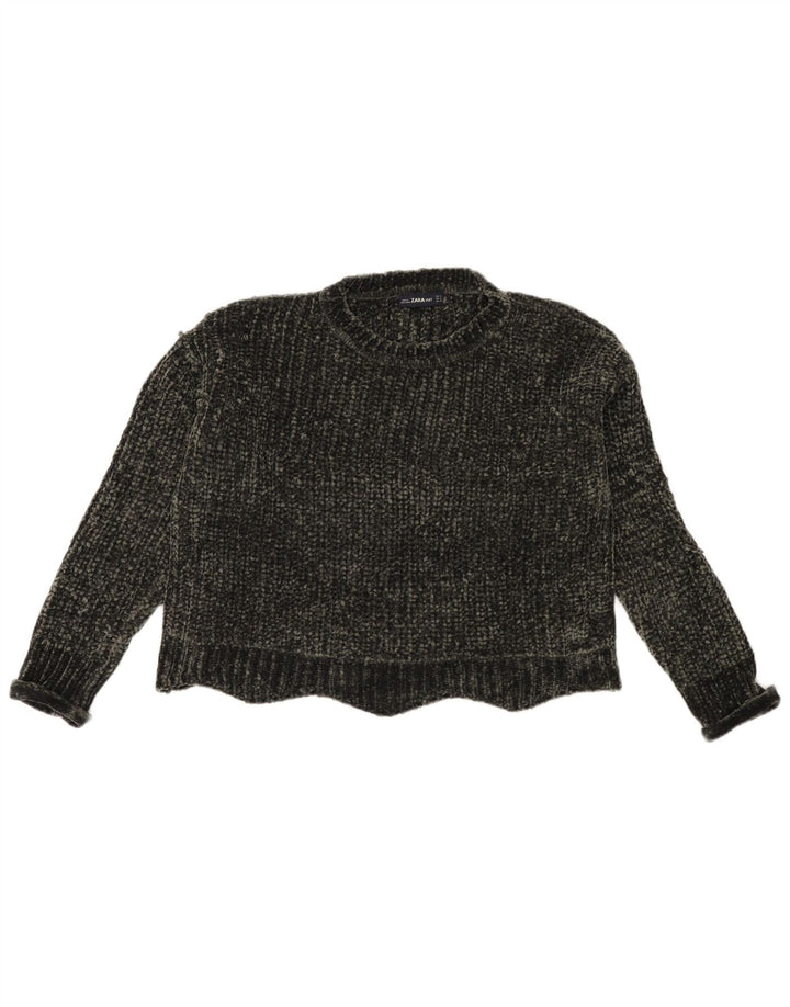 Zara Womens Crop Oversized Crew Neck sweater UK 10 Small Green