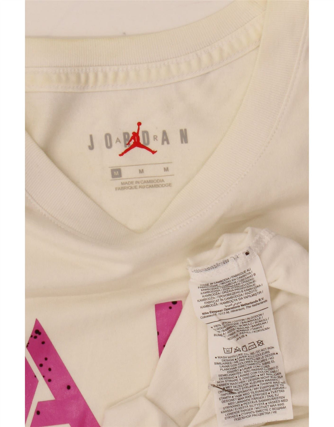 Jordan Herre grafisk T-shirt Top Medium hvid bomuld