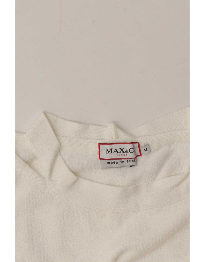 Max & Co. Dame Boat Neck Jumper Sweater UK 12 Medium White